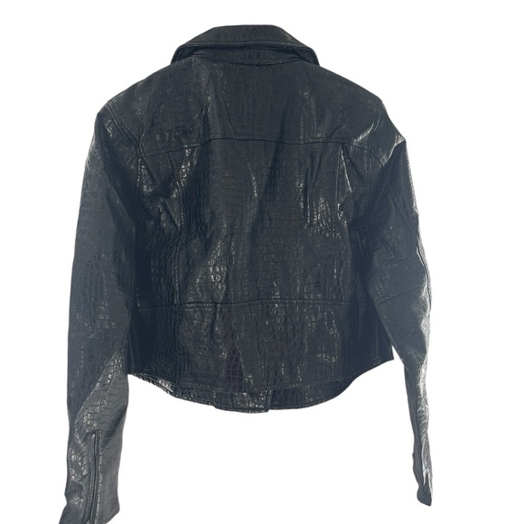 NWT Modcloth Crocodile Rock Faux Leather Black Jacket XL - Picture 3 of 4